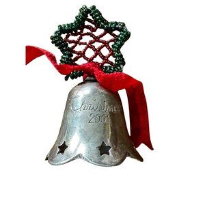 Christmas Bell 2001 International Silver Company Silverplated, Star Handle